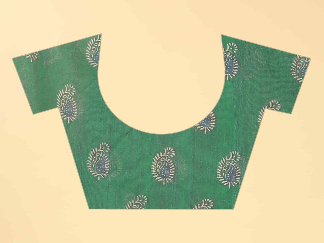 Multicolor Cotton Blend Printed Striped Saree with Unstitched Blouse - Hiral Fashion | Grocsy