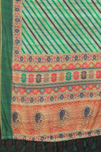 Multicolor Cotton Blend Printed Striped Saree with Unstitched Blouse - Hiral Fashion | Grocsy