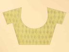 Yellow Cotton Blend Printed Striped Saree with Unstitched Blouse - Hiral Fashion | Grocsy