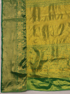 Green Pure Silk Woven Zari Design Ethnic Motifs Saree with Unstitched Blouse - Hiral Fashion | Grocsy