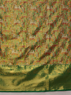 Green Pure Silk Woven Zari Design Ethnic Motifs Saree with Unstitched Blouse - Hiral Fashion | Grocsy