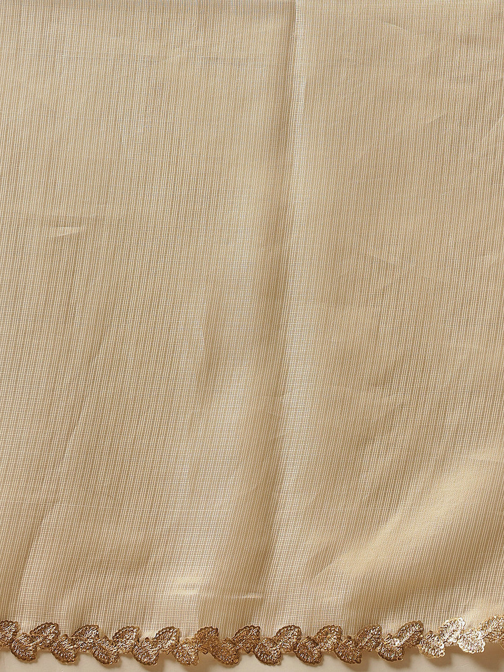 Hiral Fashion Beige Gota Patti Muga Silk Solid Lace Work Saree | Grocsy