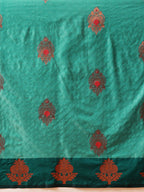 Hiral Fashion Turquoise Blue Banarasi Silk Floral Woven Design Saree | Grocsy