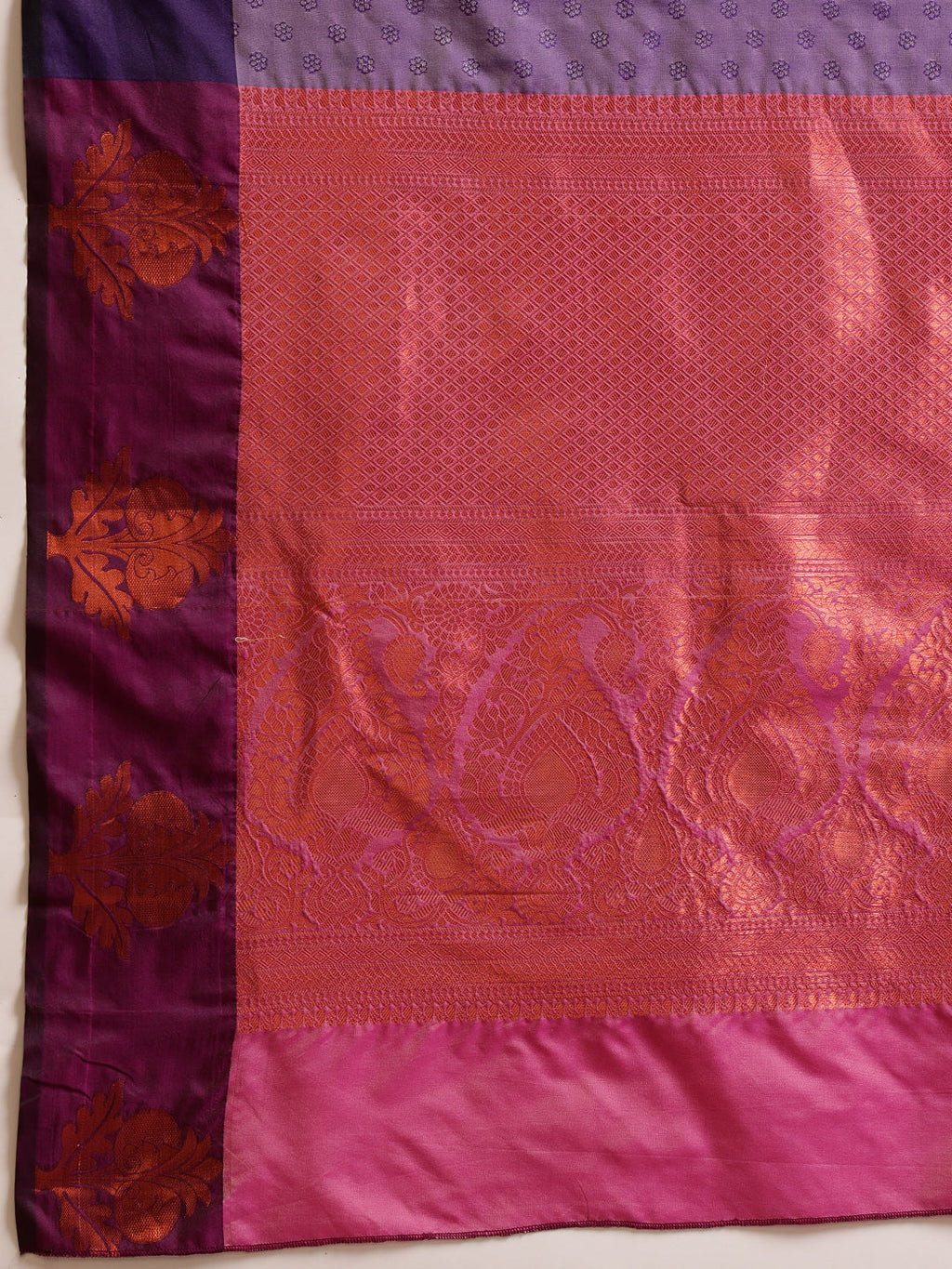 Hiral Fashion Lavender Banarasi Silk Floral Woven Design Saree | Grocsy
