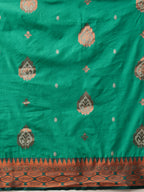 Hiral Fashion Green Banarasi Silk Floral Woven Design Saree | Grocsy