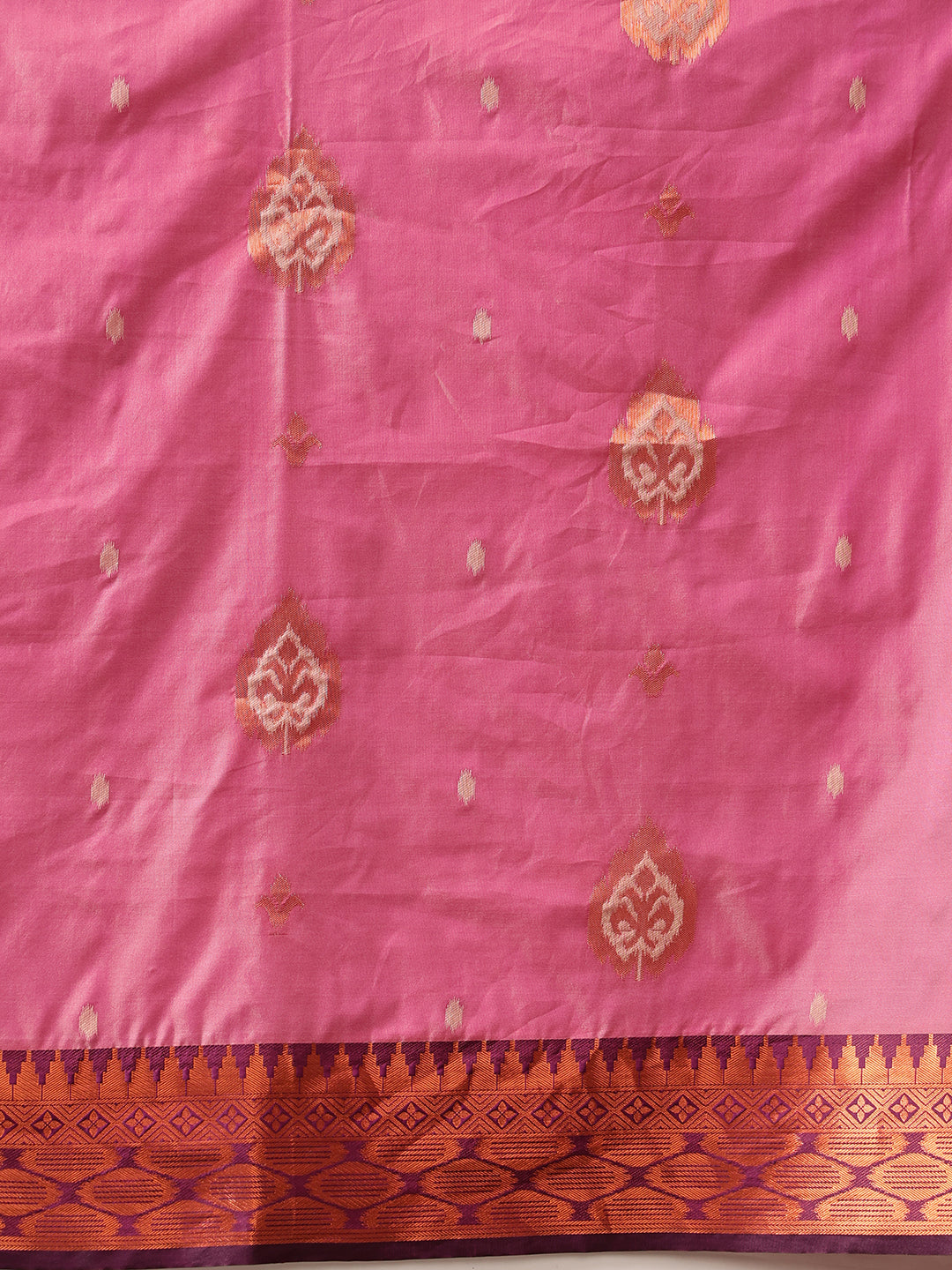 Hiral Fashion Pink Banarasi Silk Floral Woven Design Saree | Grocsy