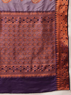 Hiral Fashion Purple Banarasi Silk Floral Woven Design Saree | Grocsy