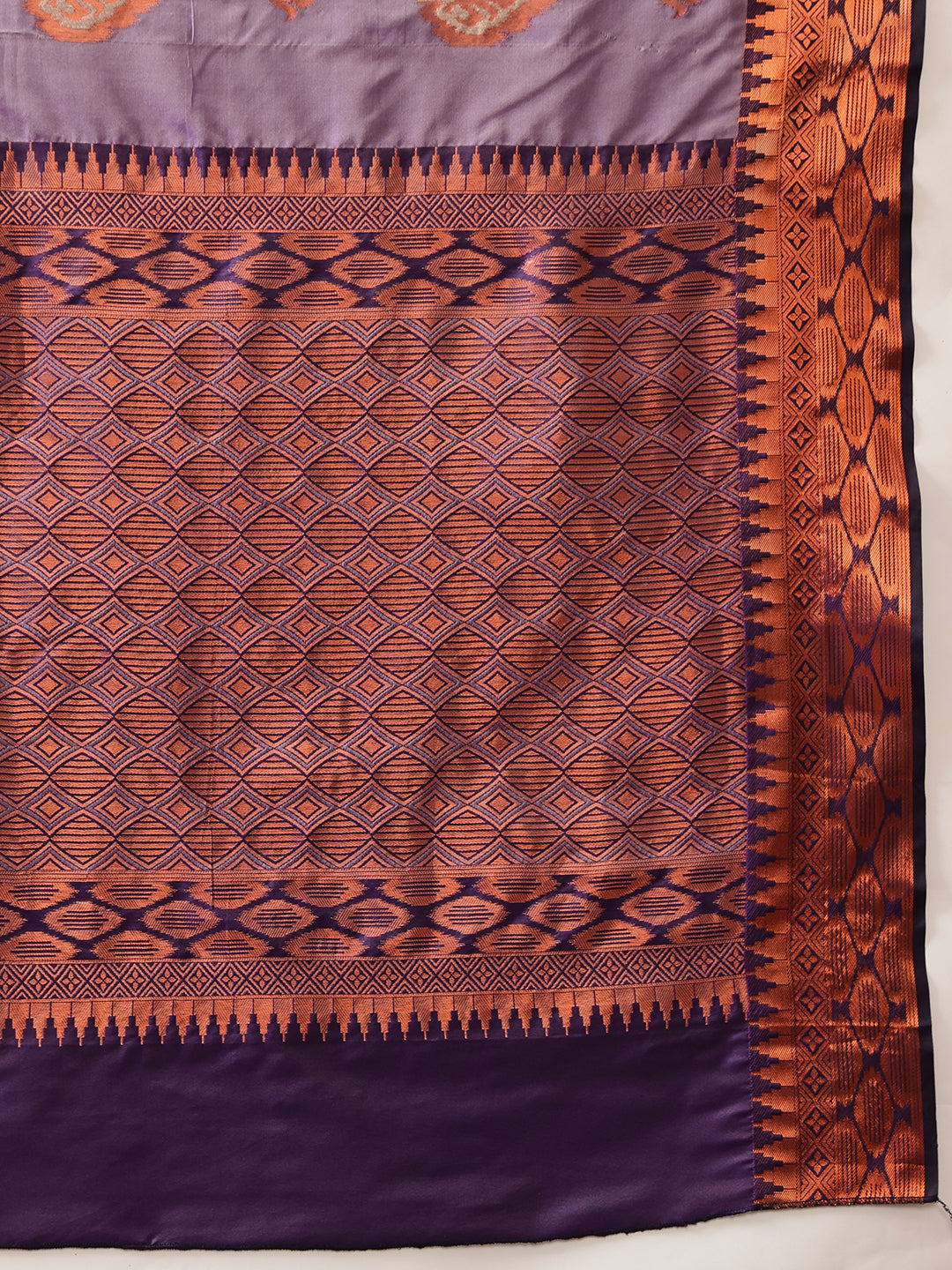 Hiral Fashion Purple Banarasi Silk Floral Woven Design Saree | Grocsy