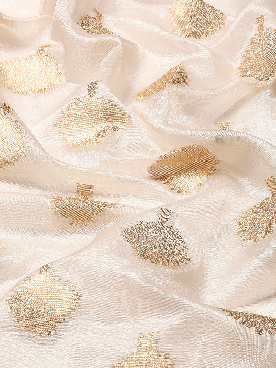 White Silk Blend Woven Zari Design Floral Saree with Unstitched Blouse - Hiral Fashion | Grocsy