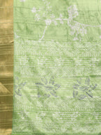 Green Silk Blend Digital Print Floral Saree with Unstitched Blouse - Hiral Fashion | Grocsy