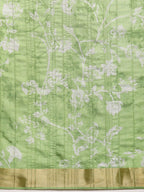 Green Silk Blend Digital Print Floral Saree with Unstitched Blouse - Hiral Fashion | Grocsy