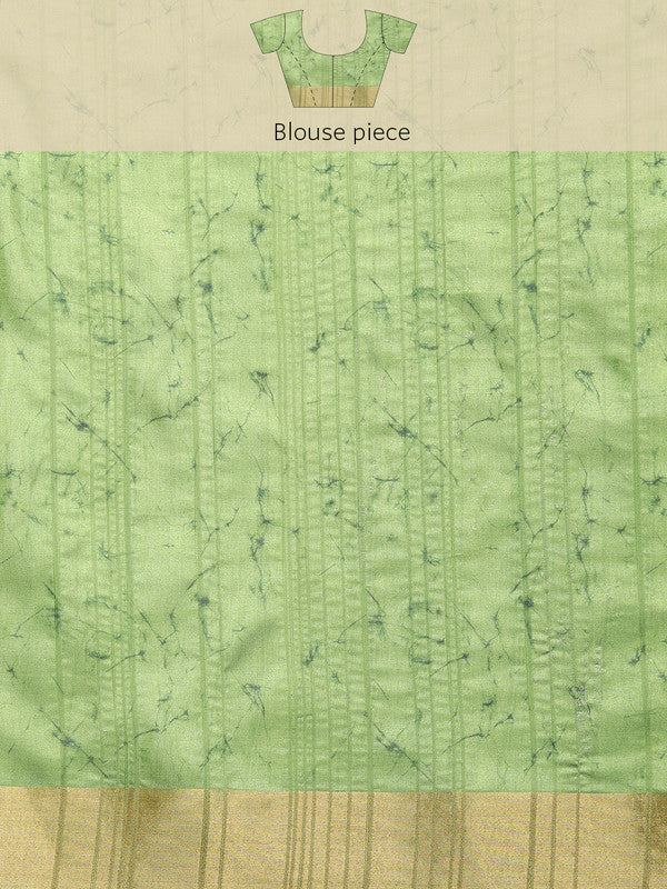 Green Silk Blend Digital Print Floral Saree with Unstitched Blouse - Hiral Fashion | Grocsy
