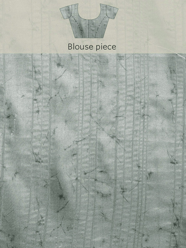 Gray Silk Blend Digital Print Floral Saree with Unstitched Blouse - Hiral Fashion | Grocsy