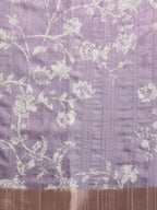 Lavender Silk Blend Digital Print Floral Saree with Unstitched Blouse - Hiral Fashion | Grocsy