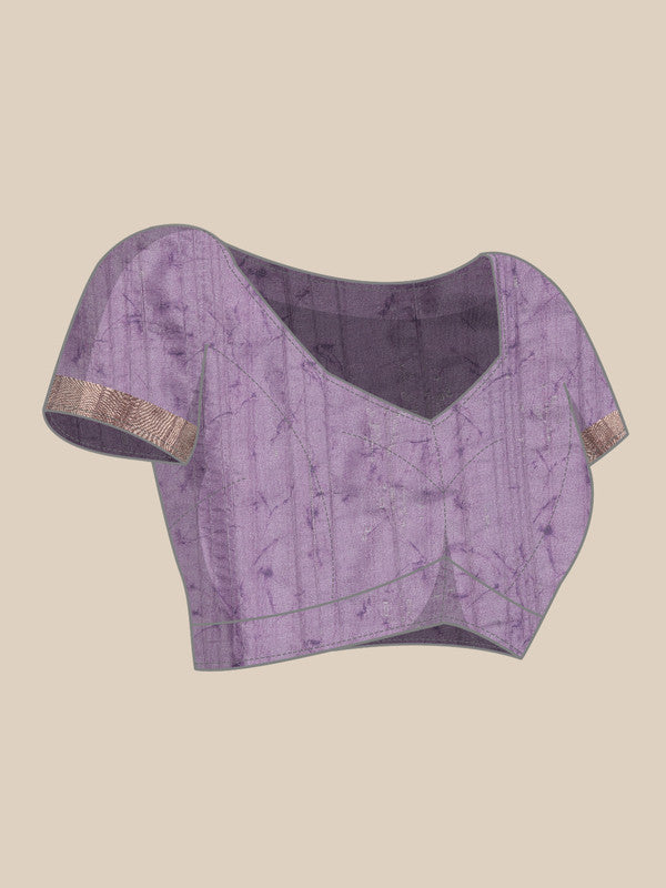 Lavender Silk Blend Digital Print Floral Saree with Unstitched Blouse - Hiral Fashion | Grocsy