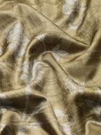 Olive Silk Blend Digital Print Floral Saree with Unstitched Blouse - Hiral Fashion | Grocsy