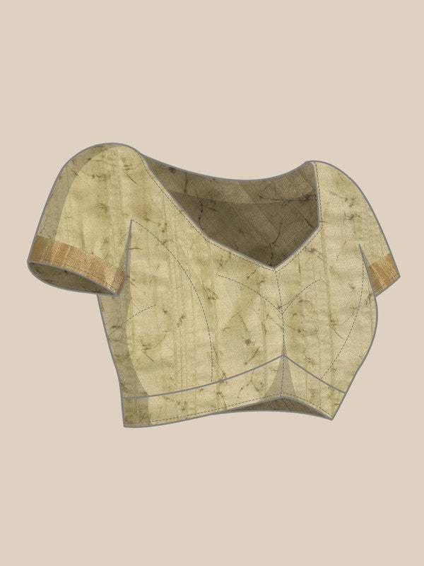 Olive Silk Blend Digital Print Floral Saree with Unstitched Blouse - Hiral Fashion | Grocsy