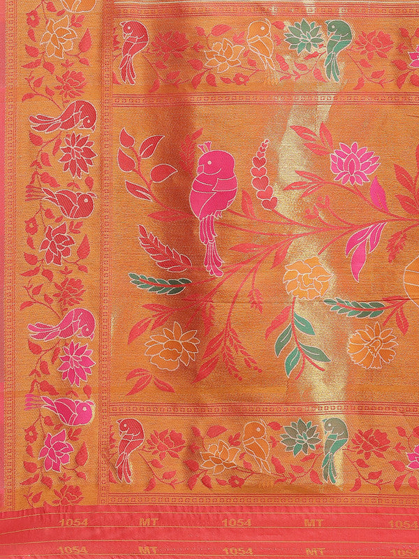 Off White Pure Cotton Woven Zari Design Paisley Saree with Unstitched Blouse - Hiral Fashion | Grocsy