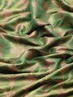 Green Brocade Zari Woven Floral Saree with Unstitched Blouse - Hiral Fashion | Grocsy