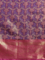 Purple Brocade Zari Woven Floral Saree with Unstitched Blouse - Hiral Fashion | Grocsy
