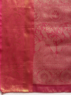 Purple Brocade Zari Woven Floral Saree with Unstitched Blouse - Hiral Fashion | Grocsy