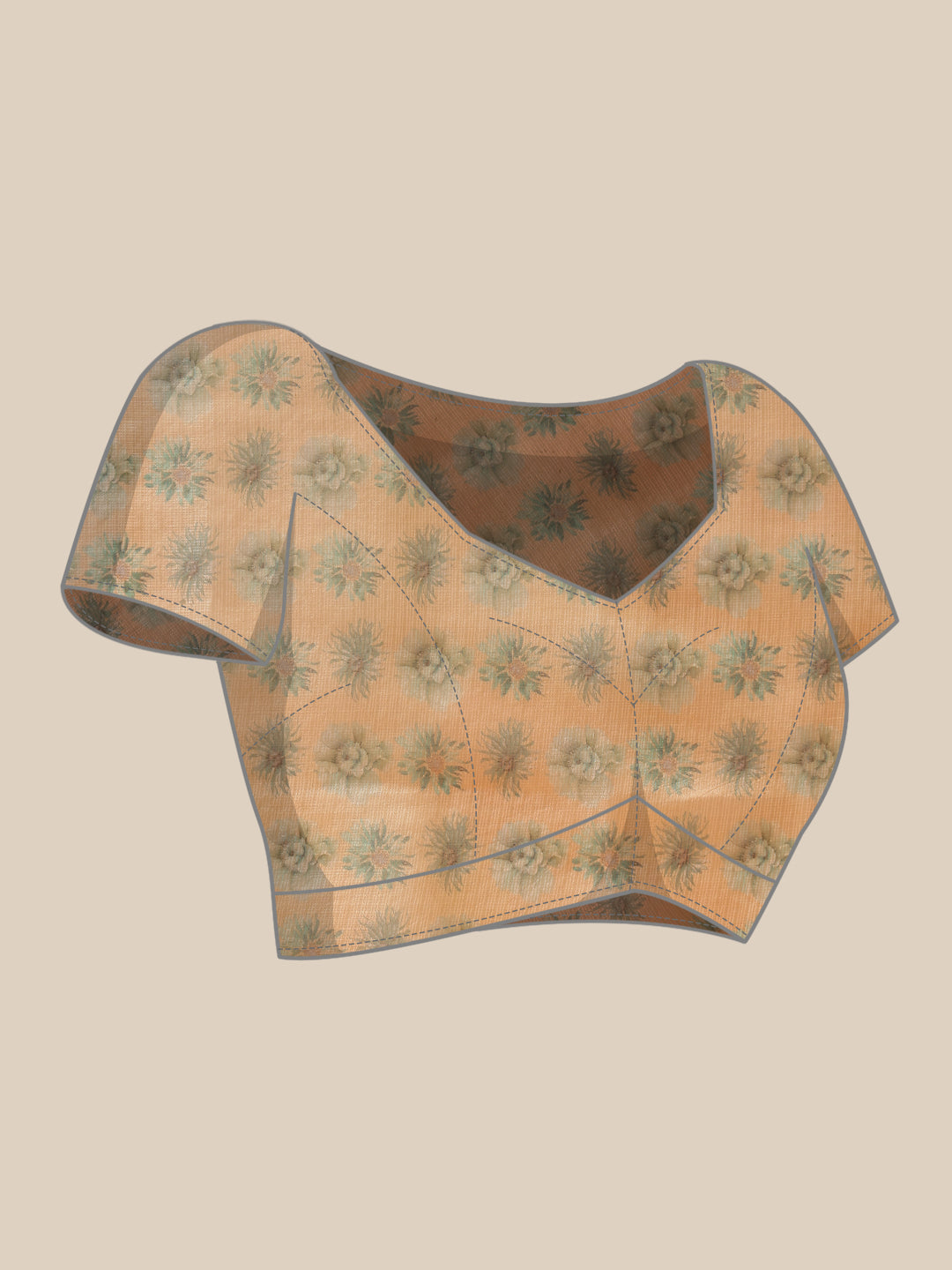 Hiral Fashion Beige Bollywood Cotton Tissue Floral Digital Printed Saree | Grocsy