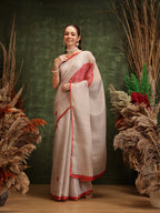 Hiral Fashion Cream Bollywood Cotton Tissue Solid Digital Printed Saree | Grocsy