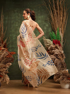 Hiral Fashion Off White Bollywood Cotton Tissue Floral Digital Printed Saree | Grocsy