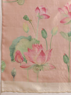 Hiral Fashion Peach Bollywood Cotton Tissue Floral Digital Printed Saree | Grocsy