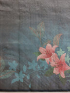 Hiral Fashion Teal Bollywood Cotton Tissue Floral Digital Printed Saree | Grocsy