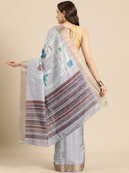 Lavender Silk Blend Printed Geomatric Saree with Unstitched Blouse - Hiral Fashion | Grocsy