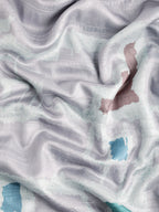 Lavender Silk Blend Printed Geomatric Saree with Unstitched Blouse - Hiral Fashion | Grocsy