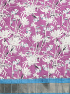 Purple Silk Blend Digital Print Floral Saree with Unstitched Blouse - Hiral Fashion | Grocsy