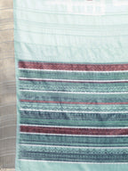 Turquoise Silk Blend Printed Geomatric Saree with Unstitched Blouse - Hiral Fashion | Grocsy
