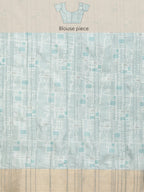 Turquoise Silk Blend Printed Geomatric Saree with Unstitched Blouse - Hiral Fashion | Grocsy