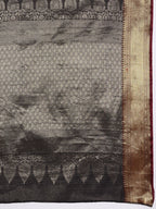 Hiral Fashion Black Kanjeevaram Banarasi Silk Ikkat Woven Design Saree | Grocsy