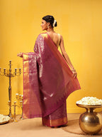 Hiral Fashion Pink Kanjeevaram Banarasi Silk Ikkat Woven Design Saree | Grocsy