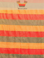 Multicolor Kanjeevaram Silk ColorBlock Checked Saree with Unstitched Blouse - Hiral Fashion | Grocsy