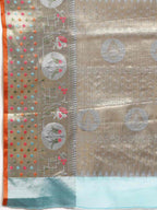Blue Tissue Silk Woven Zari Design Geomatric Saree with Unstitched Blouse - Hiral Fashion | Grocsy