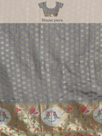 Blue Tissue Silk Woven Zari Design Geomatric Saree with Unstitched Blouse - Hiral Fashion | Grocsy