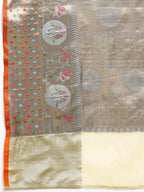 Yellow Tissue Silk Woven Zari Design Geomatric Saree with Unstitched Blouse - Hiral Fashion | Grocsy