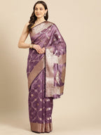 Light Pink Organza Silk Woven Zari Design Floral Saree with Unstitched Blouse - Hiral Fashion | Grocsy