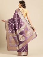Light Pink Organza Silk Woven Zari Design Floral Saree with Unstitched Blouse - Hiral Fashion | Grocsy