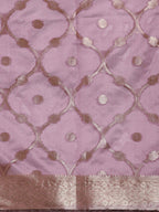 Light Pink Organza Silk Woven Zari Design Floral Saree with Unstitched Blouse - Hiral Fashion | Grocsy