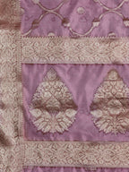 Light Pink Organza Silk Woven Zari Design Floral Saree with Unstitched Blouse - Hiral Fashion | Grocsy