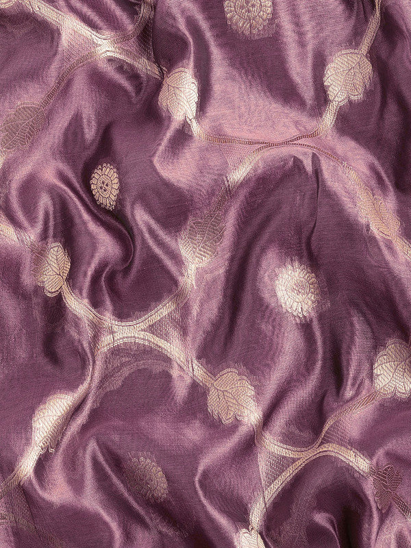 Light Pink Organza Silk Woven Zari Design Floral Saree with Unstitched Blouse - Hiral Fashion | Grocsy