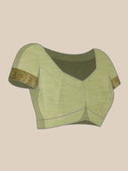 Green Linen Woven Thread Floral Saree with Unstitched Blouse - Hiral Fashion | Grocsy