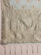 Blue Linen Woven Thread Floral Saree with Unstitched Blouse - Hiral Fashion | Grocsy