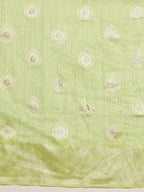 Green Linen Woven Thread Floral Saree with Unstitched Blouse - Hiral Fashion | Grocsy