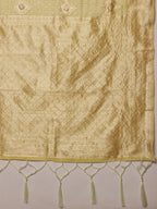 Yellow Linen Woven Thread Floral Saree with Unstitched Blouse - Hiral Fashion | Grocsy